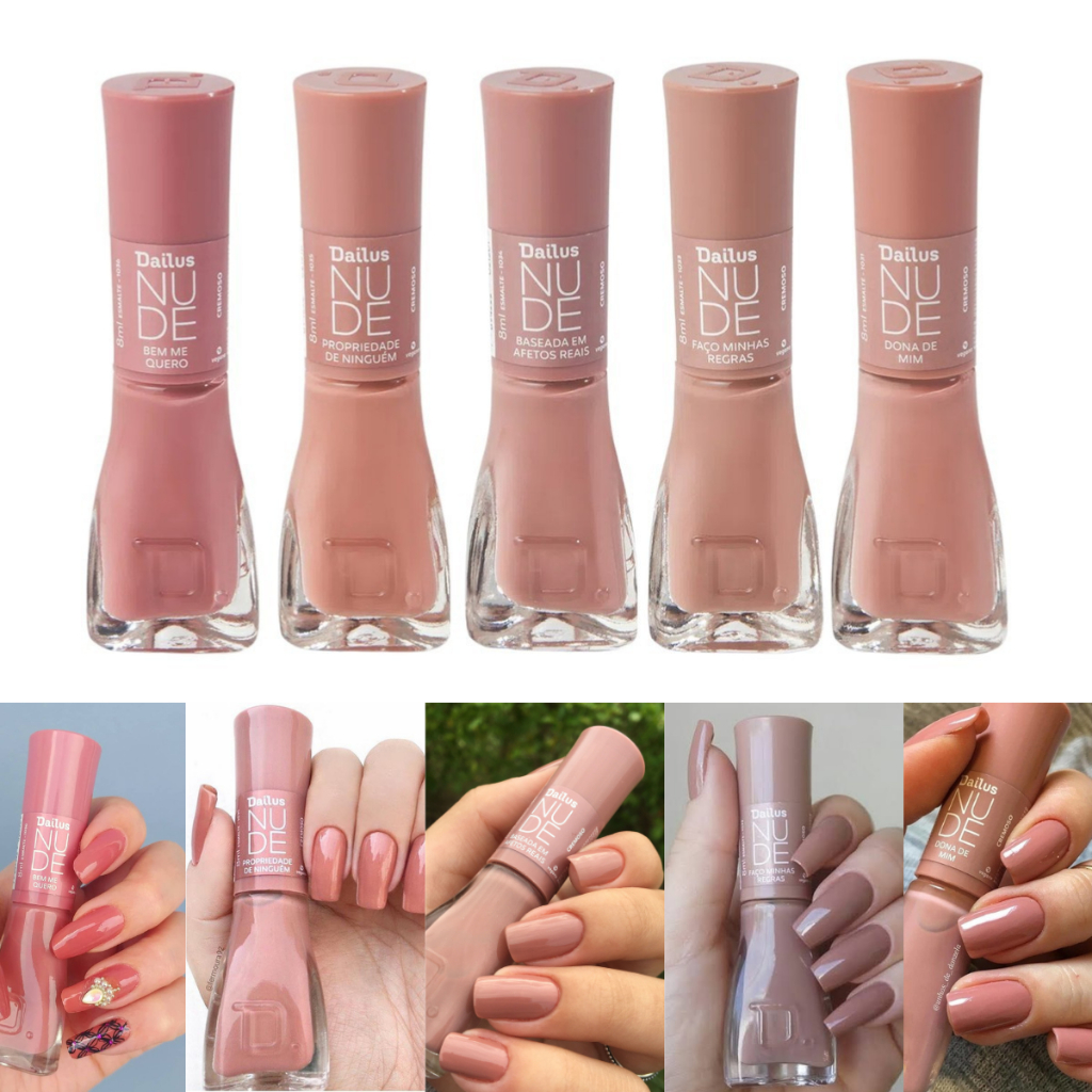 Kit 5 Esmaltes Dailus Tons de Nude Coleção Nova Dailus em Oferta na Shopee