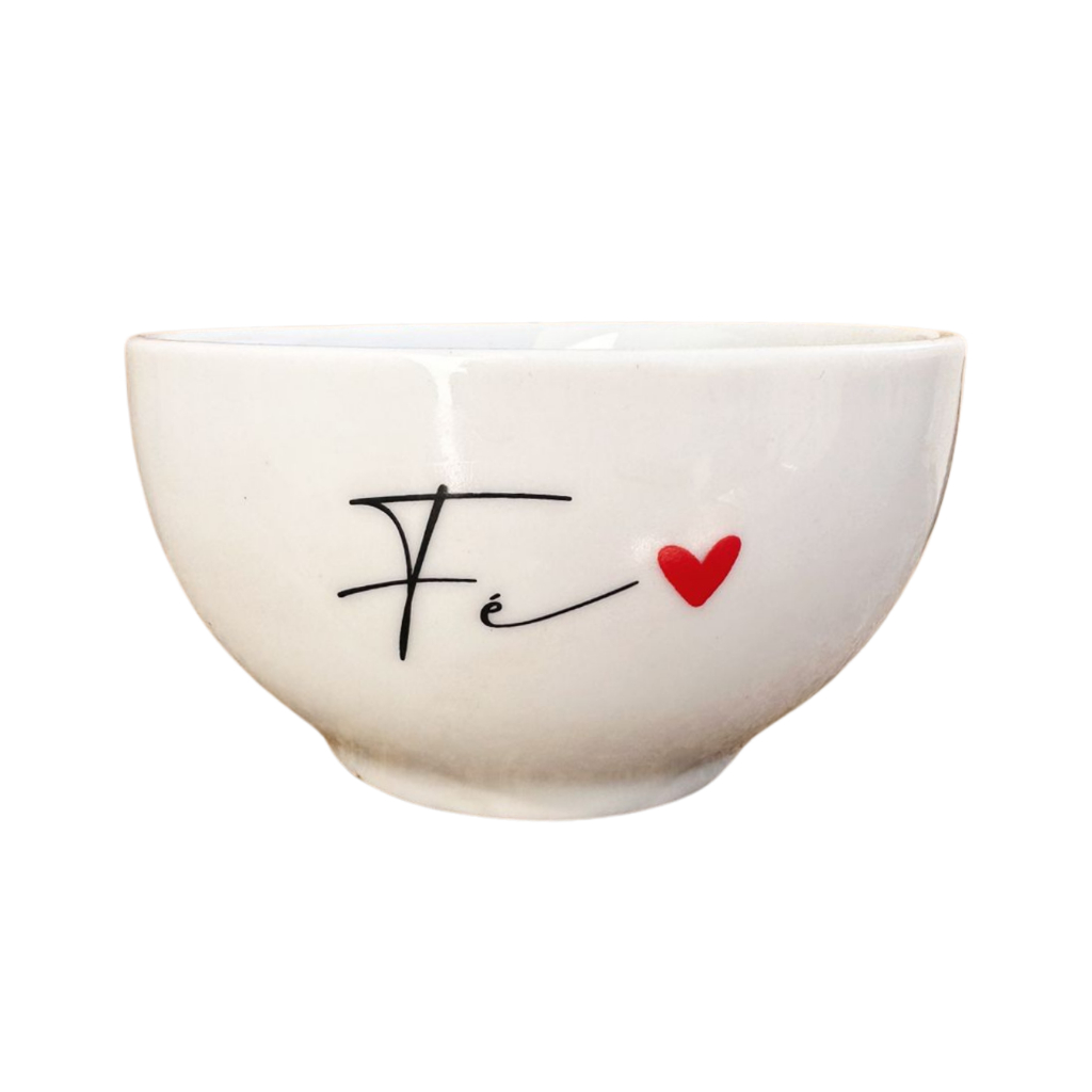 Bowls Frase Fé de porcelana branca 500 ML ideal para sopas e caldos