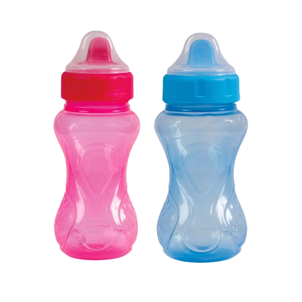 COPO ACINTURADO C/ VÁLVULA REDUTORA PINGOS E TAMPA 340ML ROSA/AZUL - BABYGO