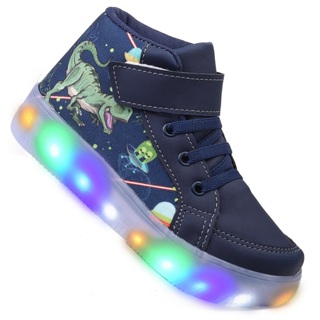 Tênis Masculino Infantil De Led Meninos Botinha Dinossauro Linkito em Oferta na Shopee