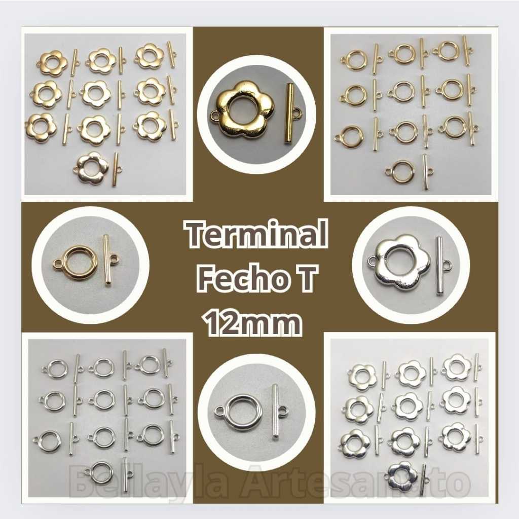 Fecho T formato de Flor e Argola em Metal 10 pares. em Oferta na Shopee
