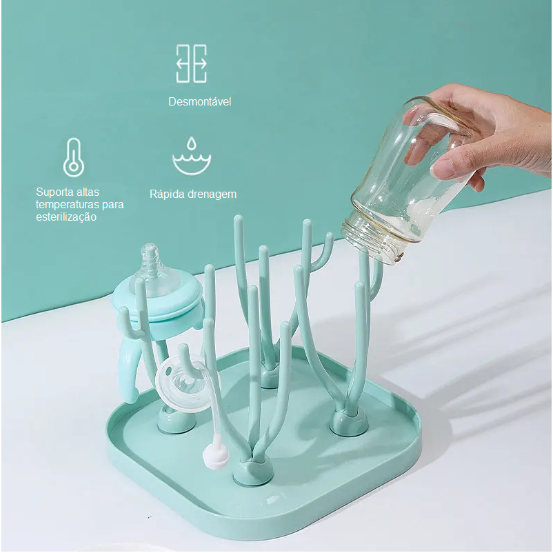 Escorredor portátil de mamadeiras e outros acessórios de bebês