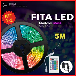 Fita LED 3528 SUPER LED ULTRA RGB 5M 12V 300 LEDS | 16 CORES IP20 Pronta Entrega Com e Sem Fonte