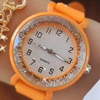 Relógio REDONDO Feminino CRISTAL Pulseira Silicone em Oferta na Shopee