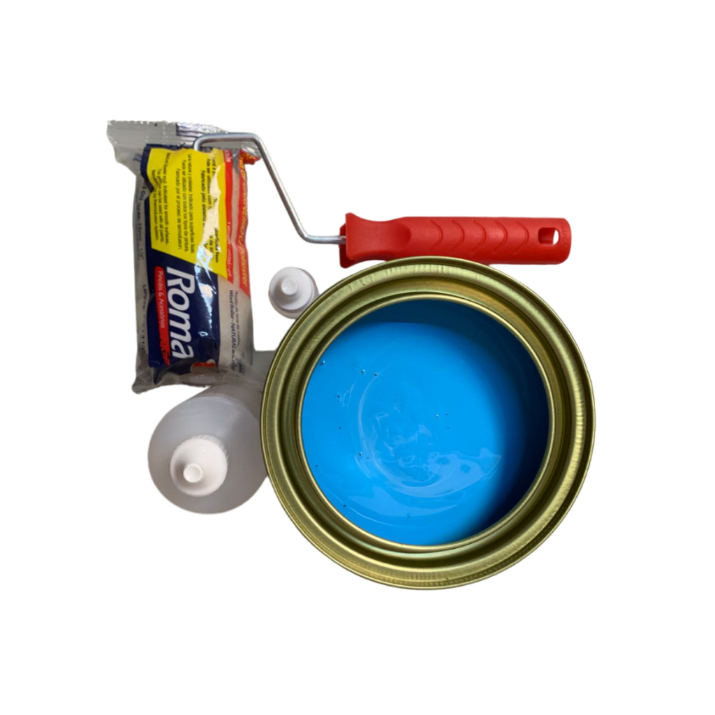 Kit Gelcoat Azul 1kg + Catalisador + Parafina + Rolo