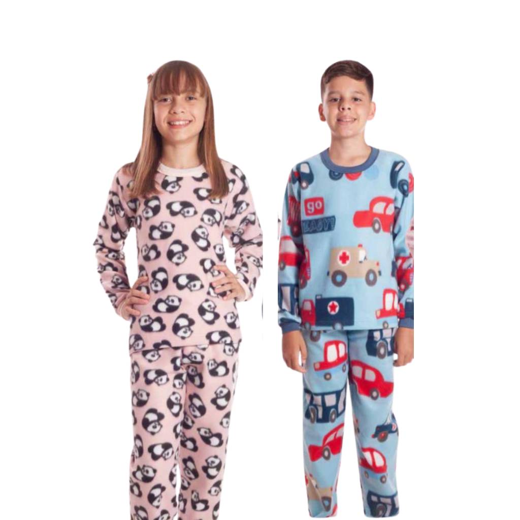 Pijama Soft Infatil Estampado Menino e Menina Estampas Sortidas - Tamanhos 2 ao 12