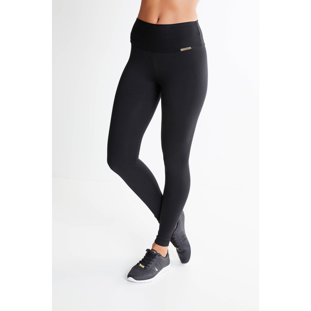 Legging Lisa Preta Feminina Suplex Moda Fitness Não Transparente Cintura Alta Plus Size Academia Dia a Dia Exercícios C