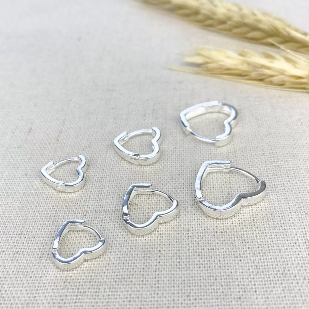 BrincosTrio kit 3 pares de argola coração em prata S925 em Oferta na Shopee