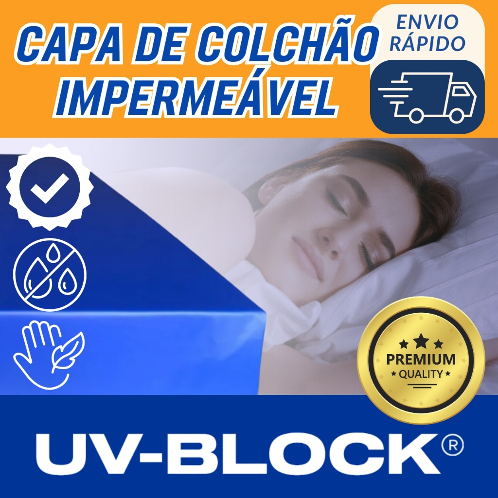 Capa Colchão Premium QUEEN Impermeável UV BLOCK - Bloqueia Líquidos e Sujeira - Protetor Napa