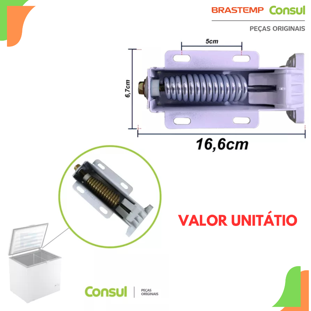 Dobradiça Da Porta Tampa Consul Freezer Cha31 Original