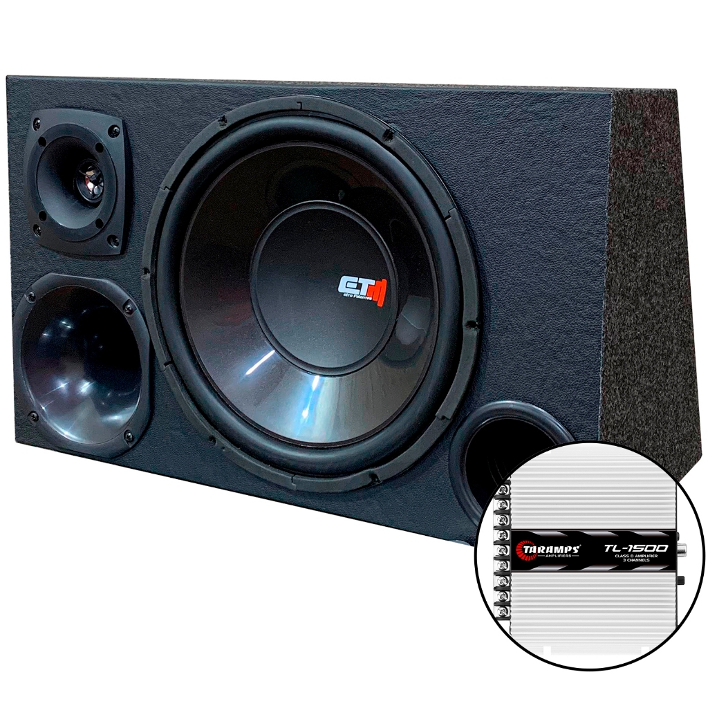 Kit Caixa Trio Som Falante 12 Polegadas + Modulo Taramps ou Stetsom - Kit Subwoofer Preta Driver Corneta Tuiter em Oferta na Shopee