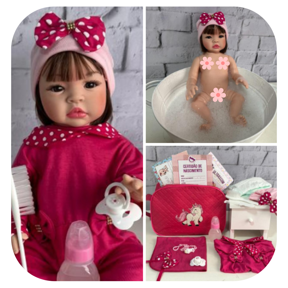 Boneca Bebe Reborn Barata Menina Realista Vários Acessórios Pode Tomar Banho