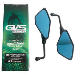 Retrovisor Gvs Kawasaki Z400 Mini Haste Fixa Rebaixada Honda Lente Plana Azul