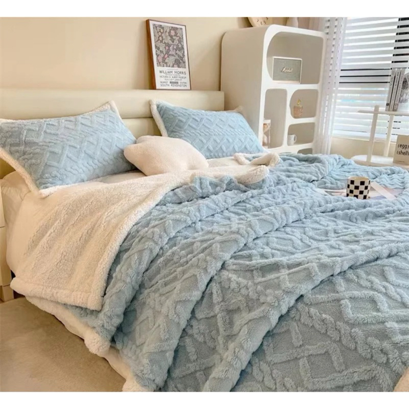 Cobertor Manta Glamour Com Sherpa Lã De Caneiro Casal Dupla Face 1,90 x 2,20 Super Macio