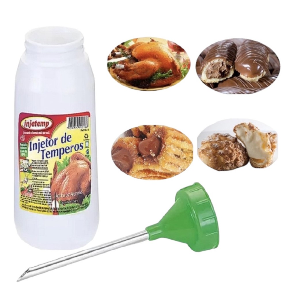 Injetor E Aplicador De Temperos E Recheios Com Bico De Alumínio Para Rechear Carnes