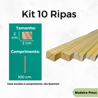Kit 10 Ripa Sarrafo de Madeira Aplainadas para Artesanato Pinus 2 cm x 2cm x 100cm 1 metro em Oferta na Shopee