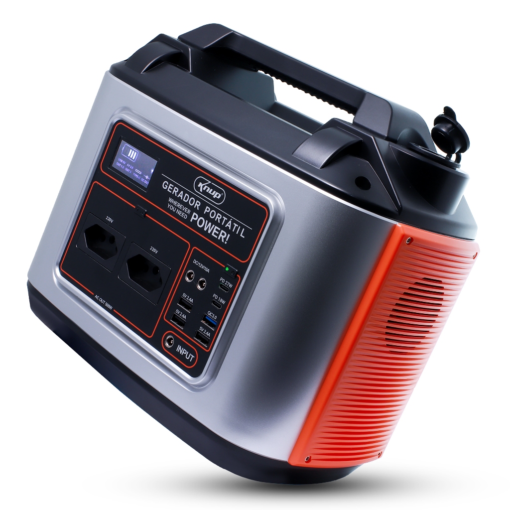 Gerador De Energia Portátil 500W 220V Recarga Via Painel Solar Multifuncional Viagens Acampamentos AC/DC Usb