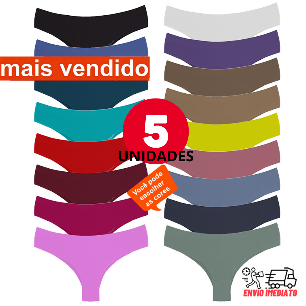 kit 5 calcinhas fio dental tanga sem costura corte a laser confortável