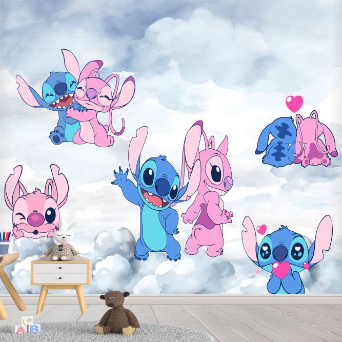 Papel de Parede Adesivo Stitch Infantil Menina ou Menino