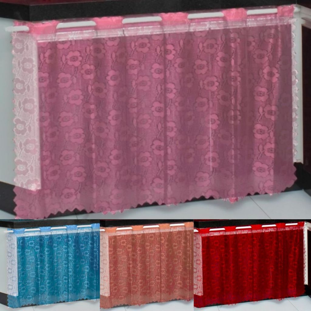 Cortina Para Pia Cozinha e Balcão Gourmet de Renda 1,30m x 70cm em Oferta na Shopee