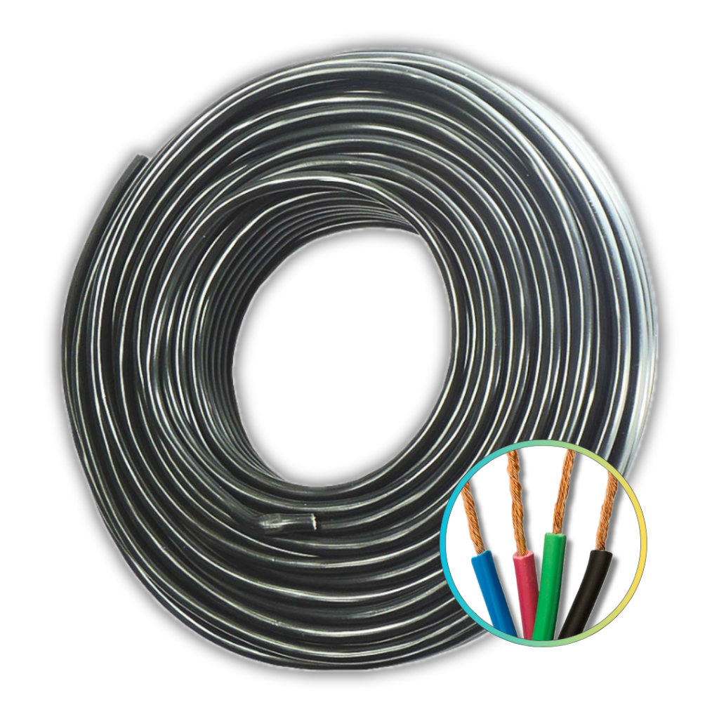 Cabo Pp 4 Vias Automotivo 1,00mm 4x1mm Flexível Rolo 25mts 100%cobre