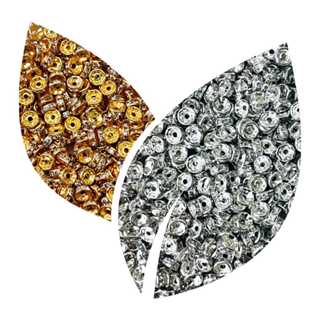 Kit 100 ou 500 un Rondelle com Strass 6 ou 8mm Entremeio na cor Prata ou Dourado em Oferta na Shopee