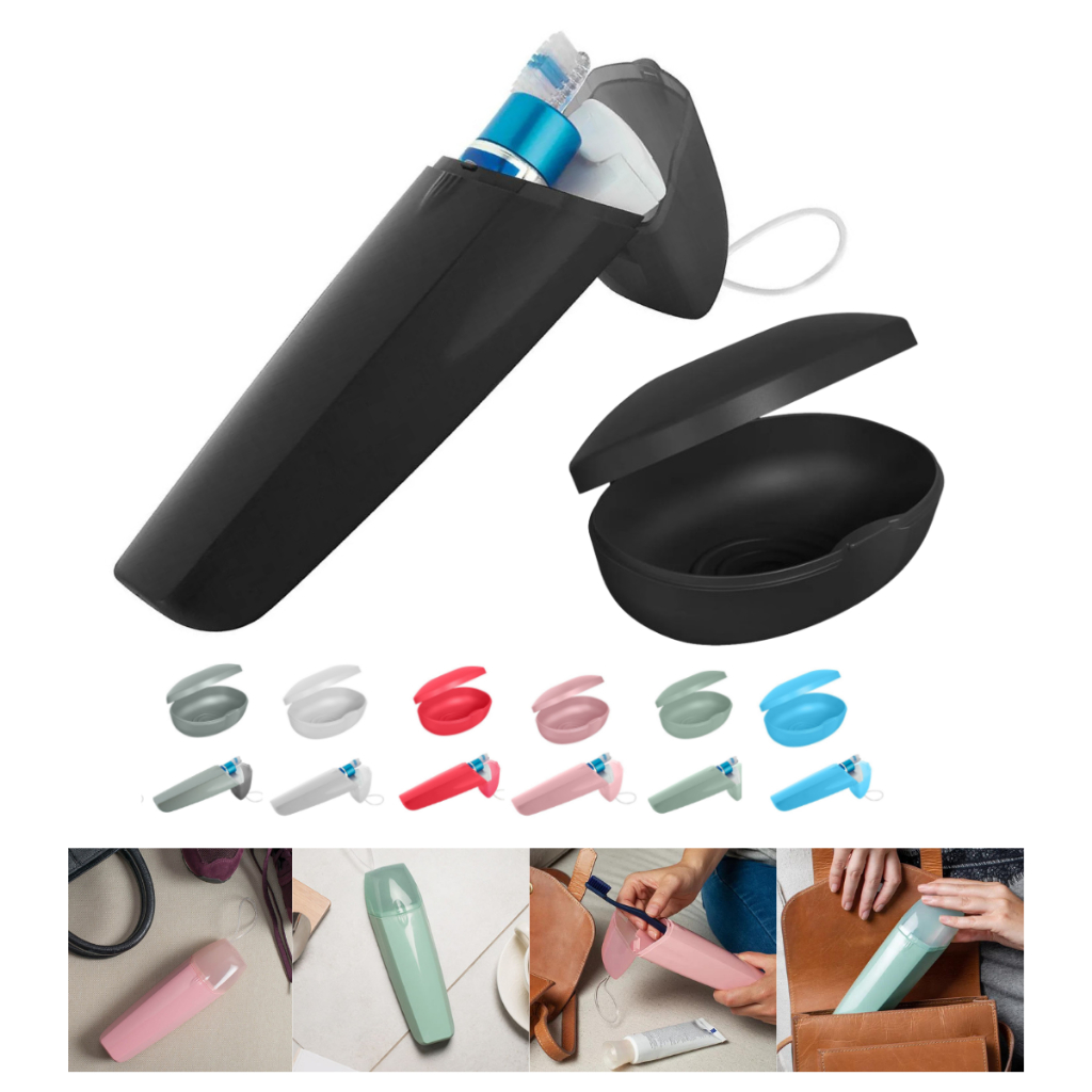 Kit Viagem Estojo Porta Escova de Dentes Creme Dental + Porta Sabonete Saboneteira Bolsa Academia - Home & Living