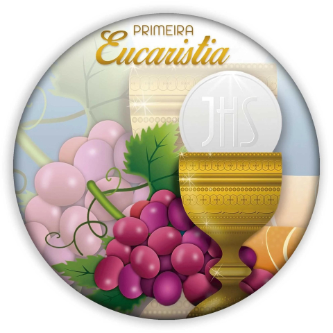 Painel Festa Infantil Redondo Eucaristia, Letras Douradas + Arco, Suporte incluso. Fazemos personalizado com qualquer tema. Confeccionado em Lona fosca, impressão de alta resolução. cenário Circular p/ Decoração