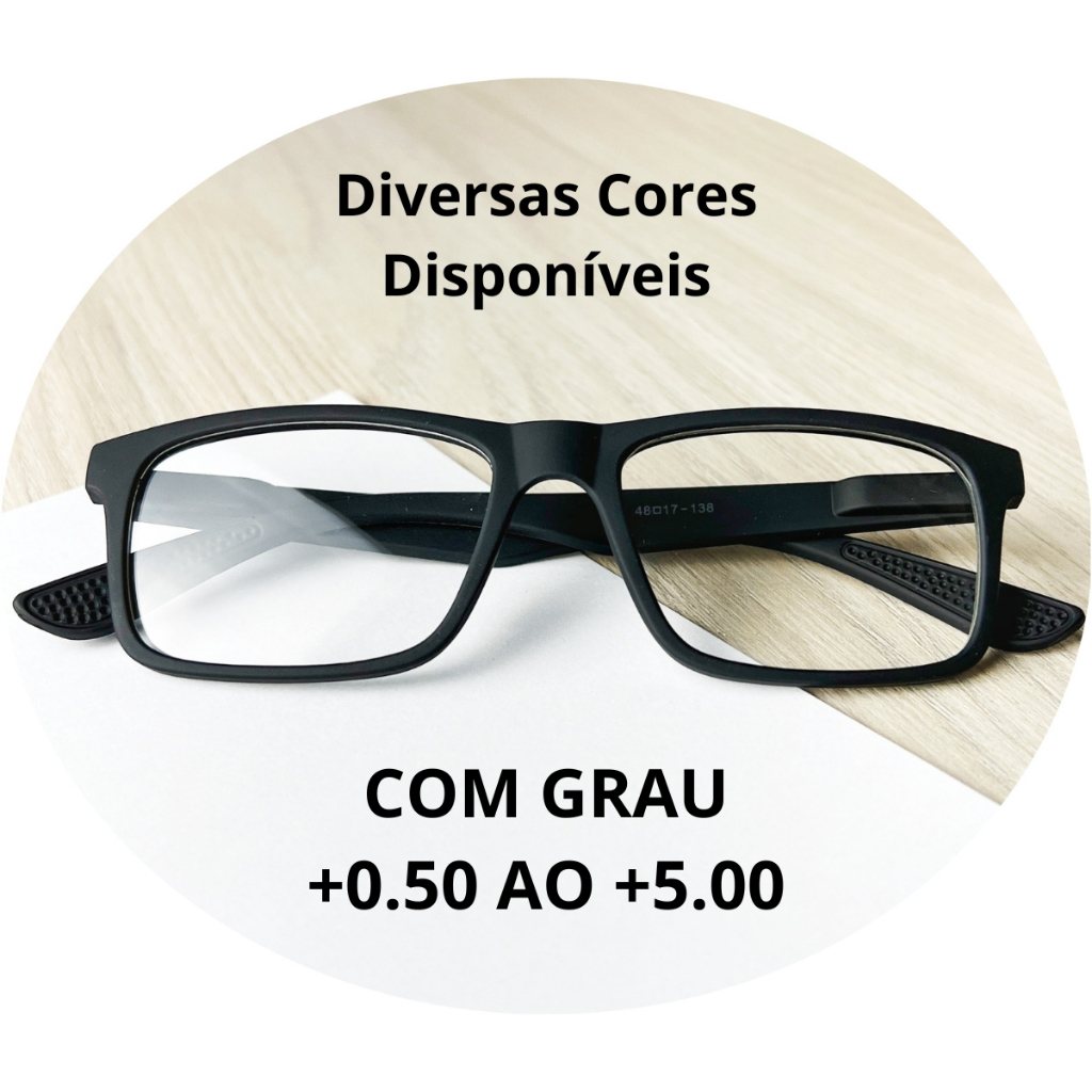 Óculos De Leitura Com Grau Perto Emborrachado Com Lentes Prontas Para Uso Descanso Presbiopia Masculino e Feminino Unissex