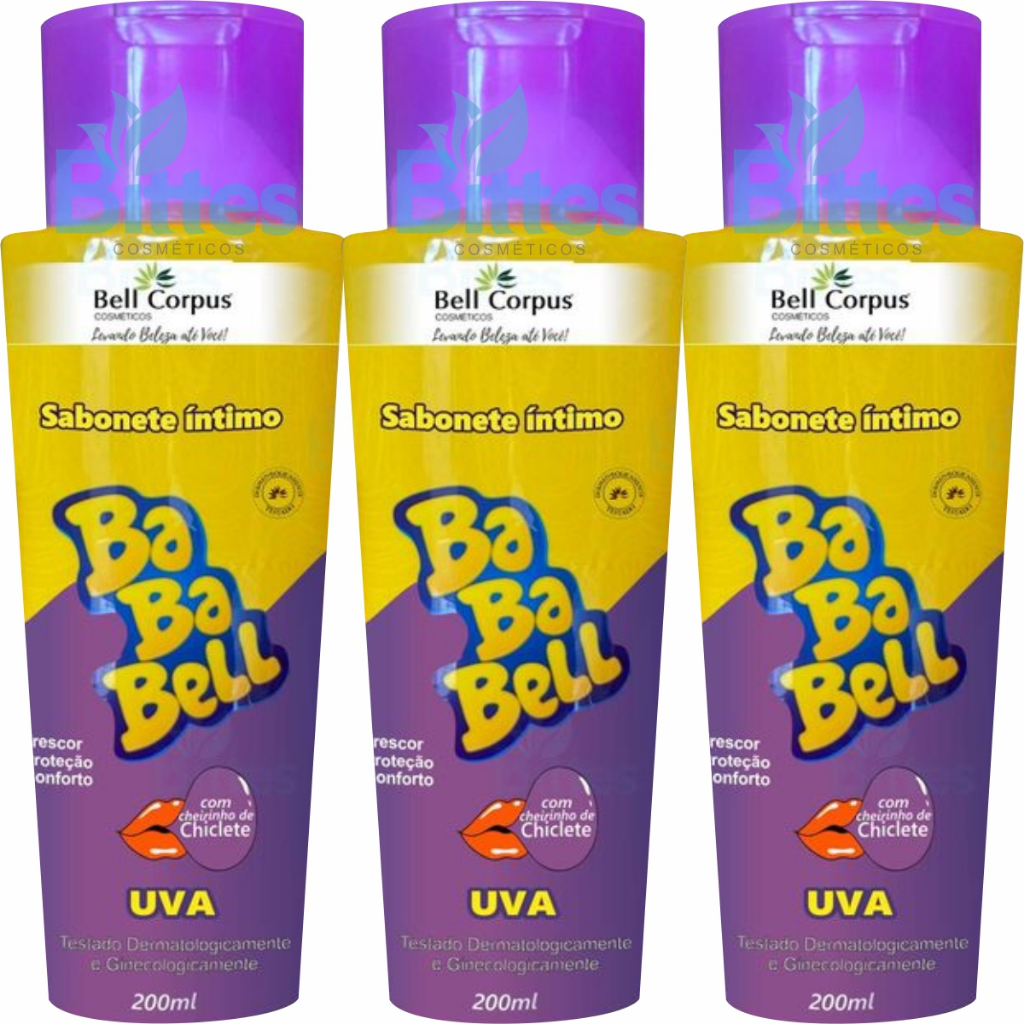 KIT 3 SABONETE BABABELL UVA BELL CORPUS HIGIENE PESSOAL FEMININO