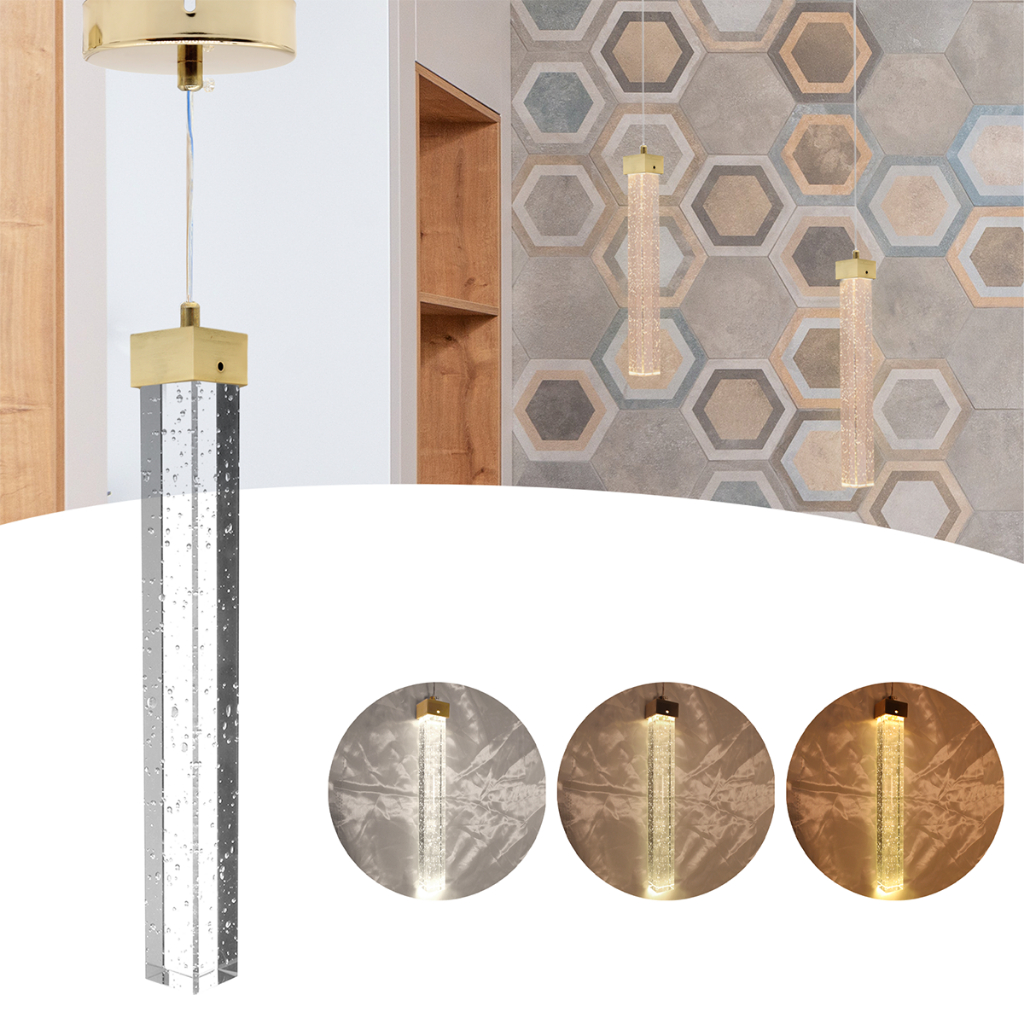 Lustre Cristal Com Bolhas Pendente 3 Cores Modelo PD03 Led em Oferta na Shopee