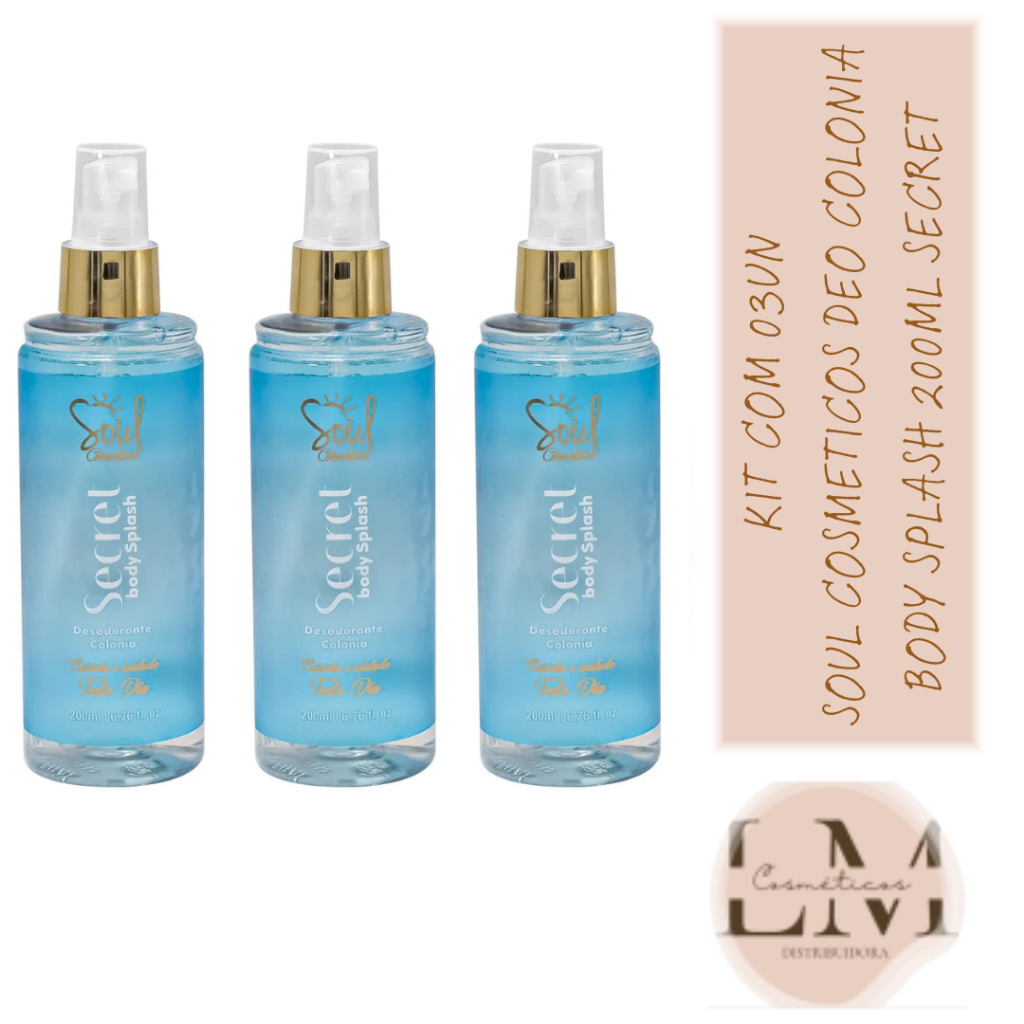 Kit com 03un Body Splash Secret Desodorante Colônia 200ml - Soul Cosmeticos