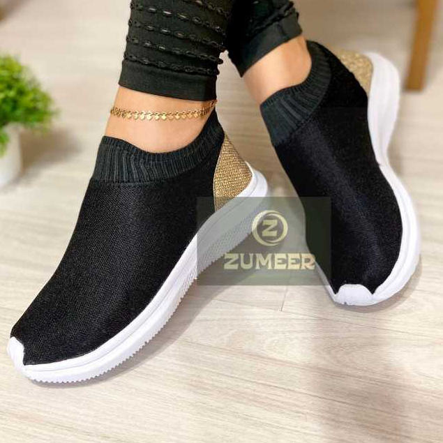 Tenis Feminino Casual  Slip On Calce Facil Caminhada Trabalho Dia a Dia