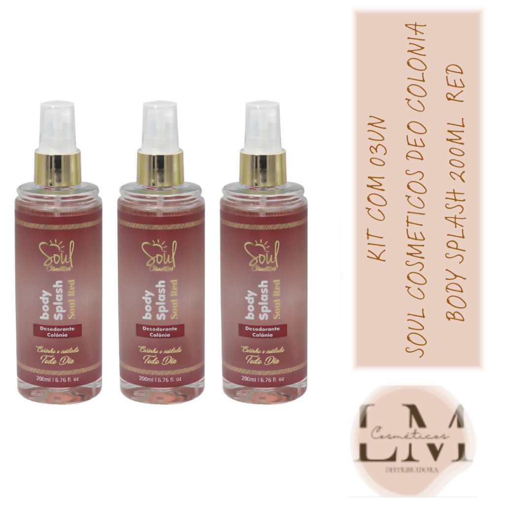Kit com 03un Body Splash Red Desodorante Colônia 200ml - Soul Cosmeticos em Oferta na Shopee