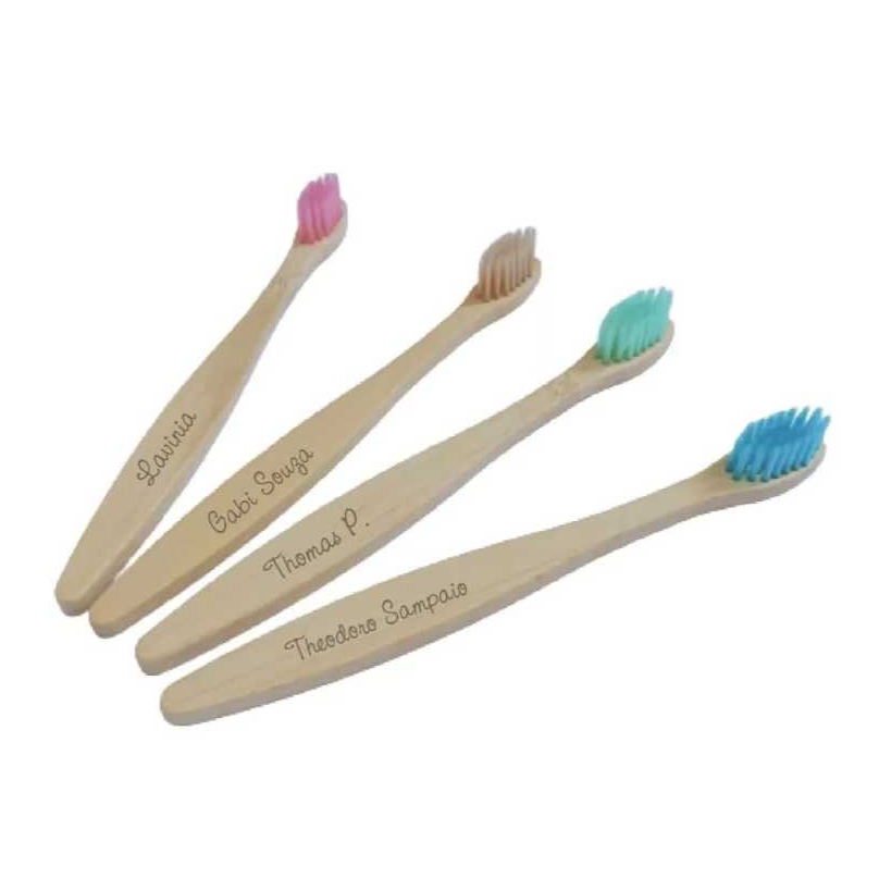 Escova de Dente de bambu Infantil com Nome Personalizado