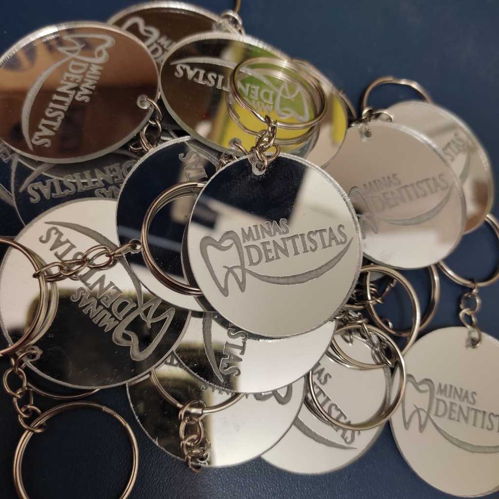 Kit 10 20 e 50 Chaveiro Acrílico Espelhado Personalizado Chaveiro Brinde Festa Logo Lembrancinha