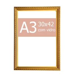 Moldura Quadro A3 30x42 Com Vidro Trabalhada Luxo 42x30