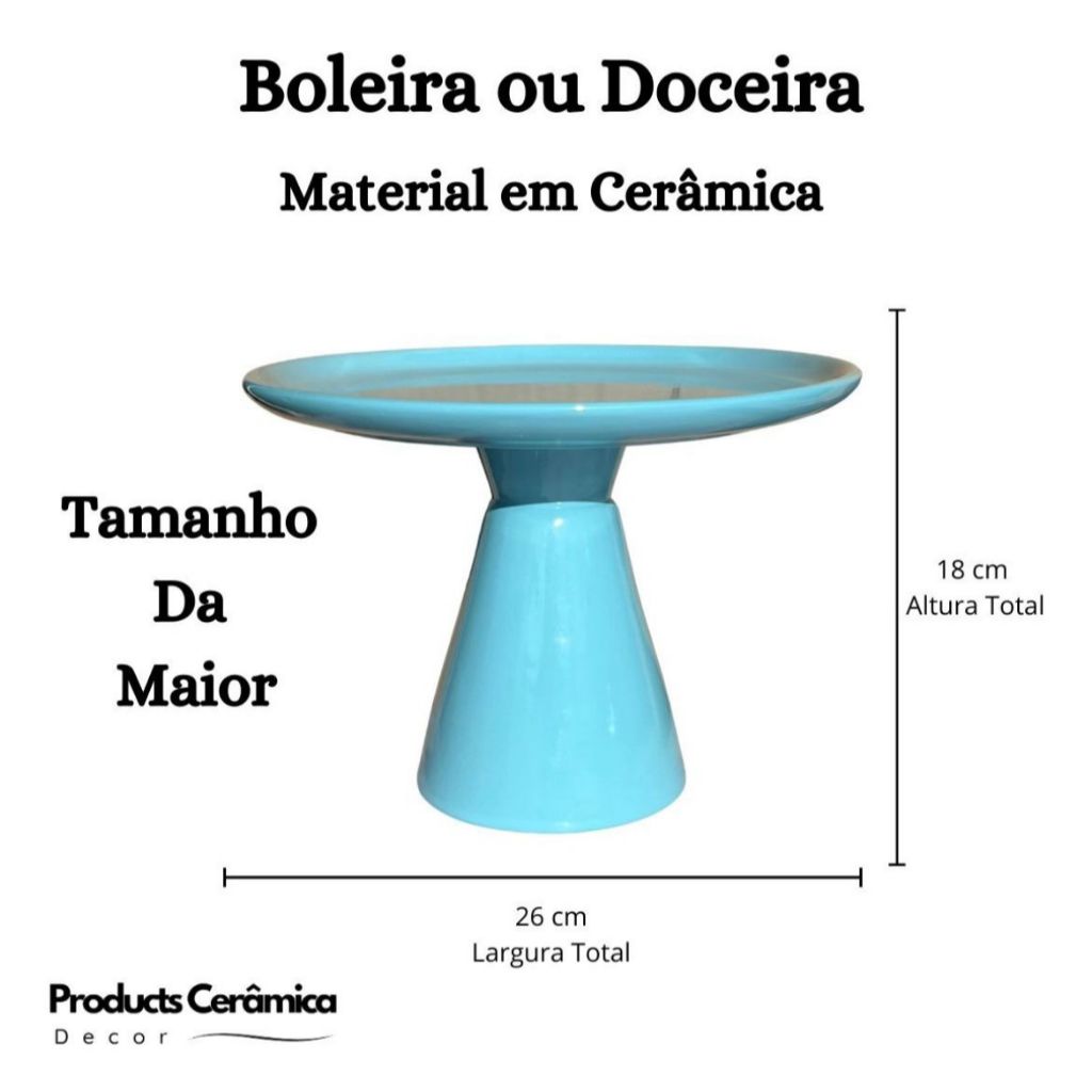Kit Três Boleiras Doceiras Em Cerâmica Para Decoração Festa Aniversário Escolha a Cor Frete Grátis — imagem 2 de 2
