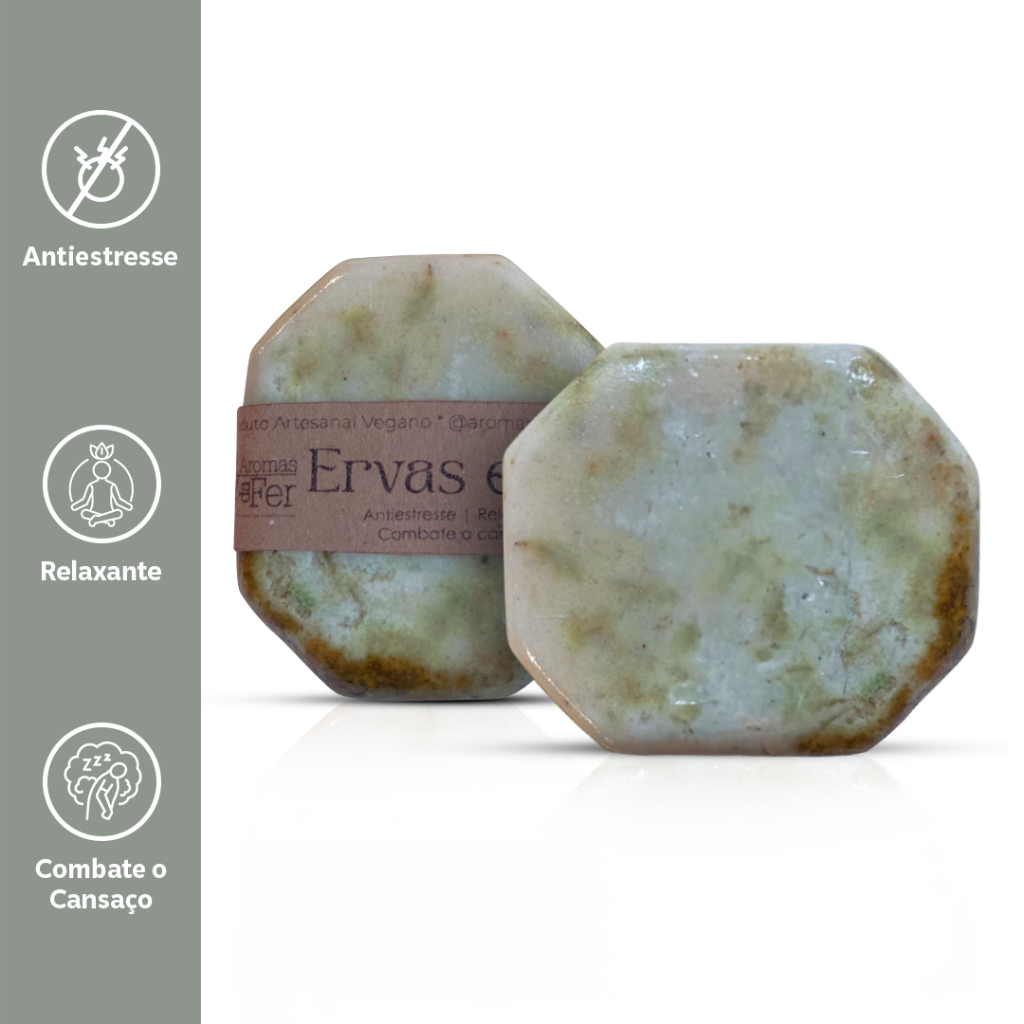 Kit 3 Sabonete Artesanal Corporal Vegano de Ervas e Sal