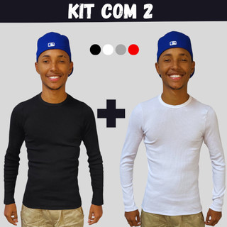 Kit Com 2 Manga Longa Canelada