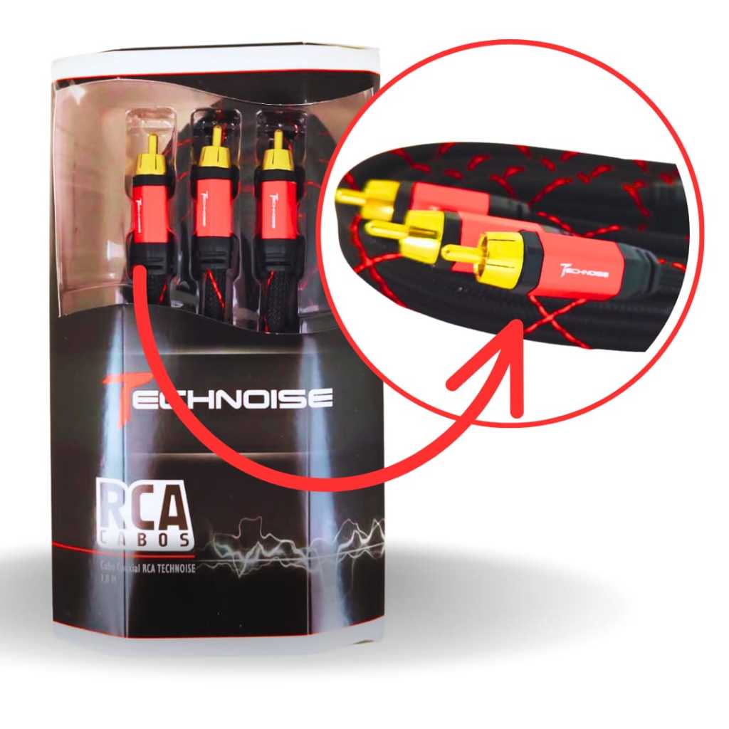 Cabo Rca Technoise Blindado 3 Vias 1.8mts 6mm P/ Projetor Som Tv Home