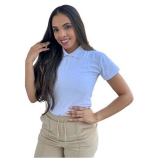 Polo Feminina Camisa BabyLook Lisa Básica Com Gola Piquet Uniforme Adulto em Oferta na Shopee
