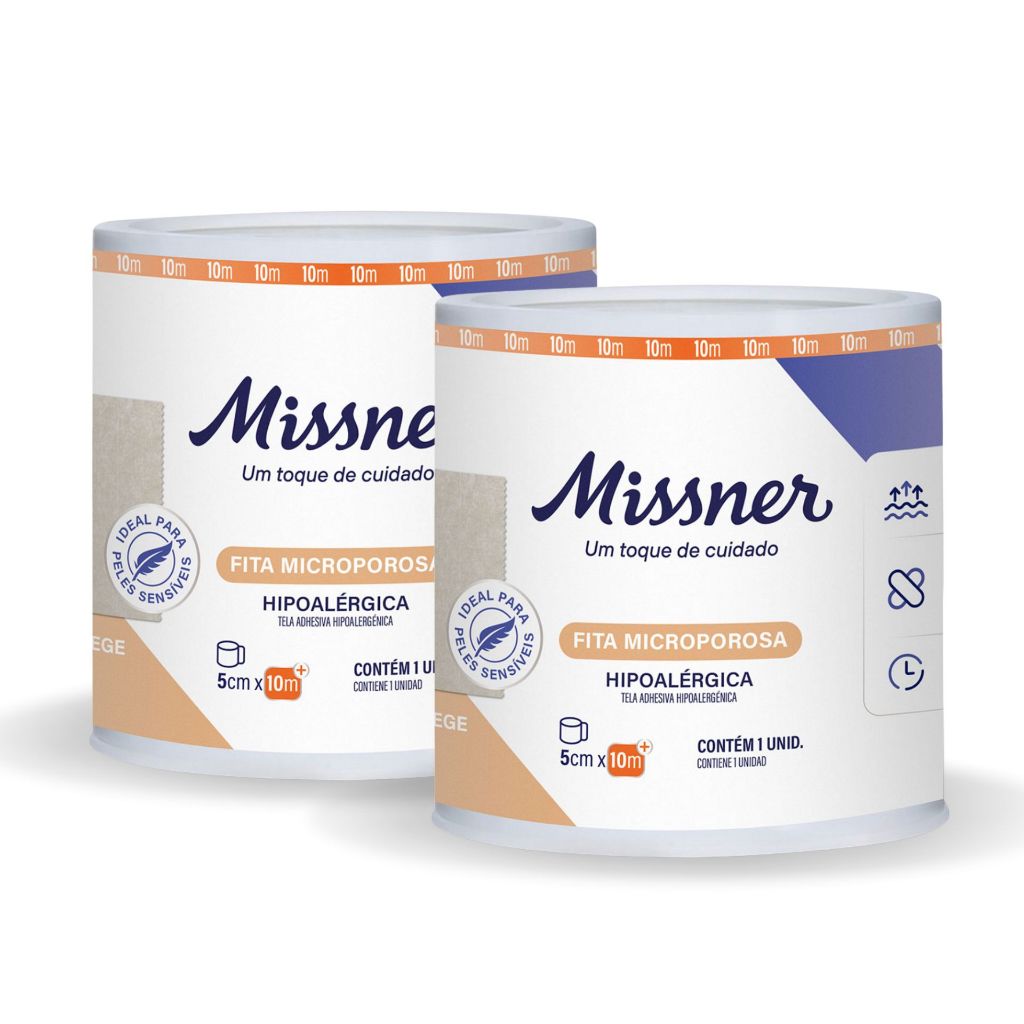 Fita Cirúrgica Micropore Hipoalérgica Discreta Bege Missner 5cmX10m - 2 Unidades em Oferta na Shopee