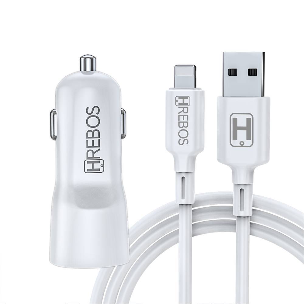 Carregador Veicular Para Lightning 2.4A Duas Entradas USB Hrebos HS-80i