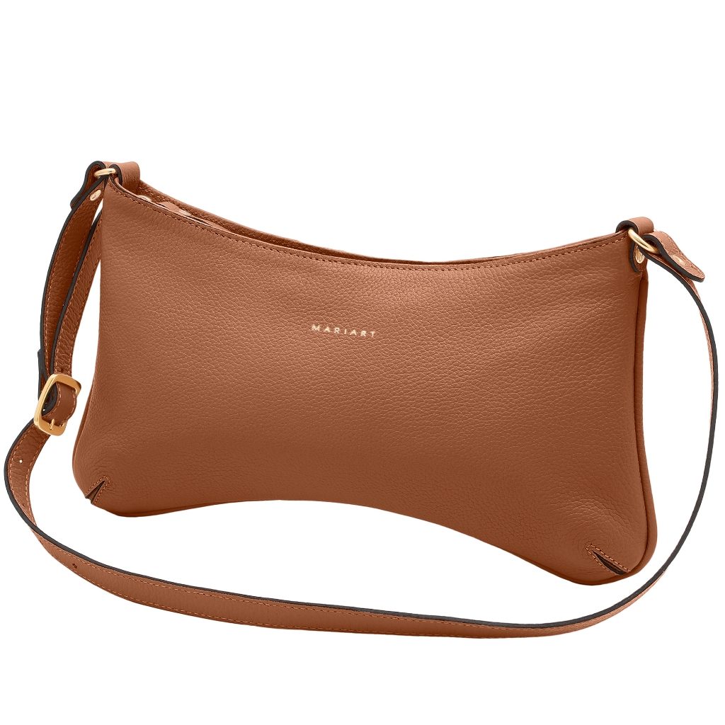 Bolsa Shoulder Feminina de Couro Bovino Legítimo Mariart Lavanda
