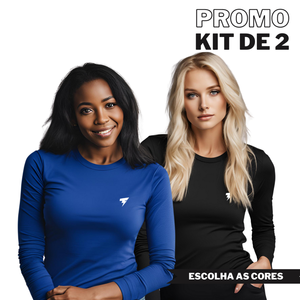 Kit 2 Camisetas Manga Longa Feminina Uv Segunda Pele em Oferta na Shopee