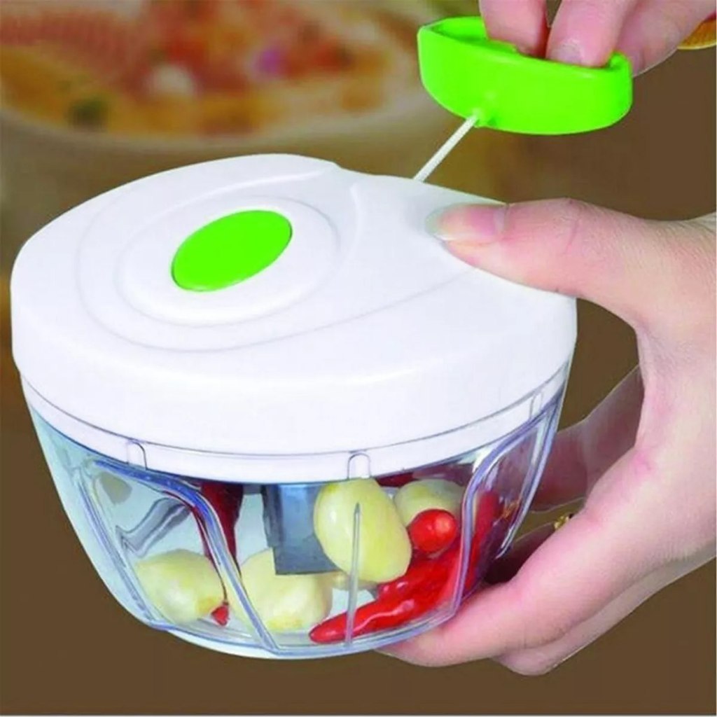 KIT 1 a 3 Unidadesde Processador de alimentos - manual - 3 Lâminas - aço Inox - 500ml - Triturador legumes verduras