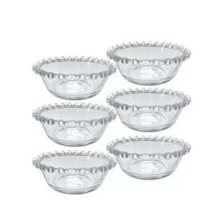 Kit 6 Bowl Tigela Vidro Borda De Coração Sobremesa Molhos 150ml em Oferta na Shopee