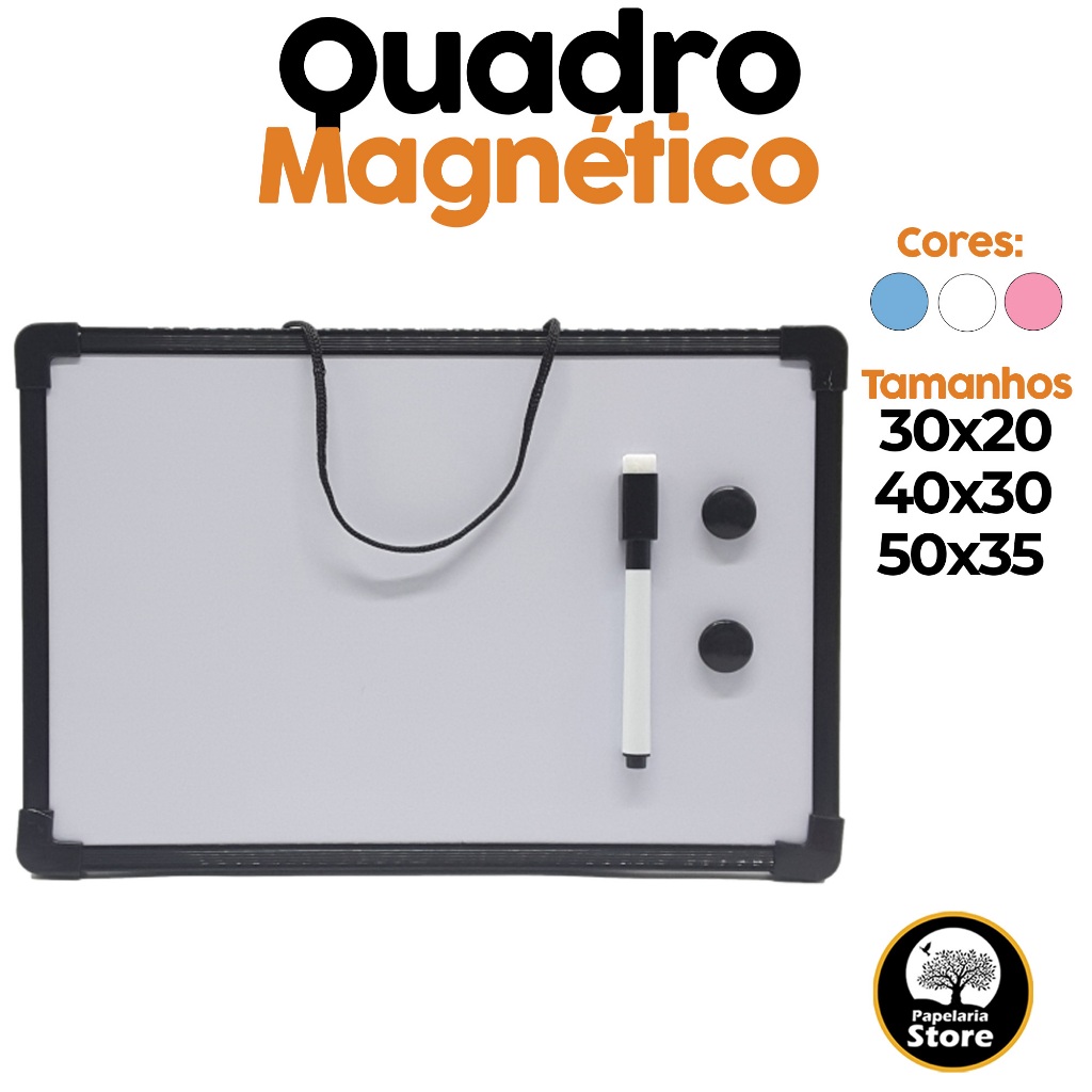 Quadro Branco Magnético Com Caneta Imã Moldura Apagador Borda Colors