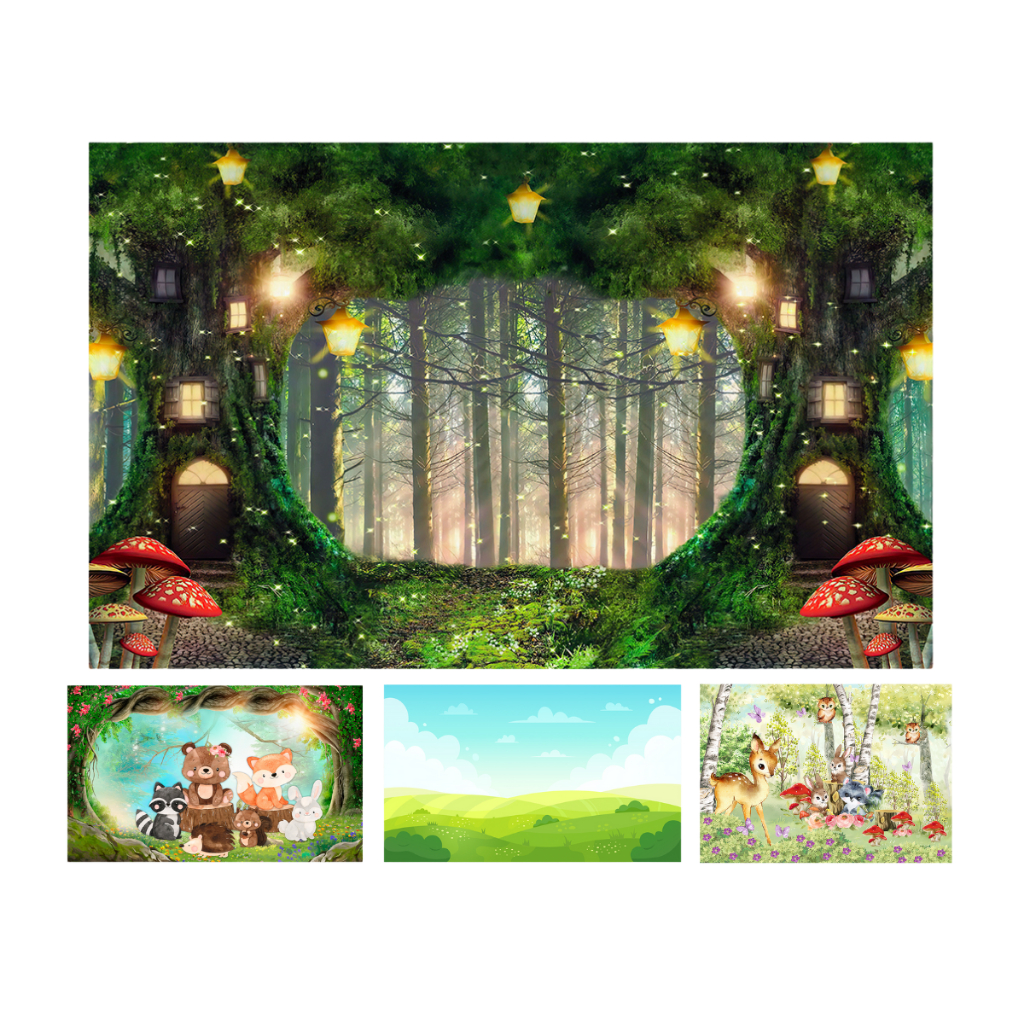Painel Retangular Horizontal Festa Tecido Sublimado 3D Bosque